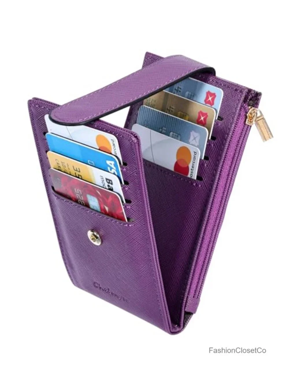 Slim Bifold RFID Blocking Card Holder Wallet with Zipper Coin Pocket